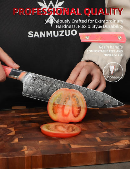 Kitchen Chef Knife 8 Inch, Professional Kitchen Knife, Ultra Sharp Damascus Powder Steel with Full-Tang Resin Handle, SHENG Series2