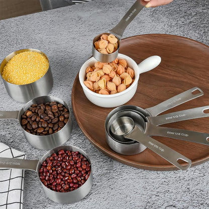 Measuring Cup Set of 8, 18/8 Stainless Steel Measuring Cups for Kitchen & Baking, Heavy Duty Metric & US Measure Cups Set with 2/3 Cup & 3/4 Cup Meaure Cups6
