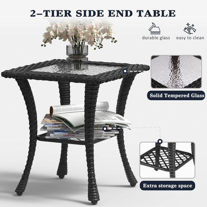 7 Pieces Outdoor Patio Furniture Set, Rattan Wicker Sectional Swivel Rocker Chairs Sets with Ottomans, Swivel Glider Chairs and Coffee Table6