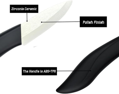 Ceramic Knife Set Black 6 Piece Kitchen Knife Set with Sheath Covers and Peeler Set - Kitchen Chef Chef'S Paring Bread Set4