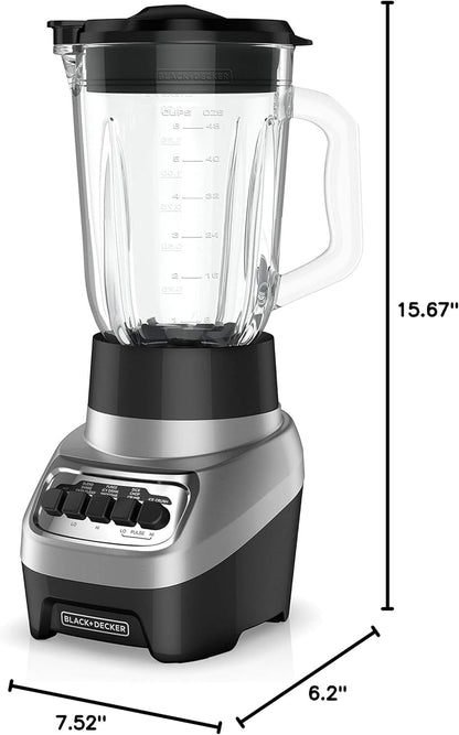 BLACK+DECKER Powercrush Multi-Function Blender with 6-Cup Glass Jar, 4 Speed Settings, Silver8