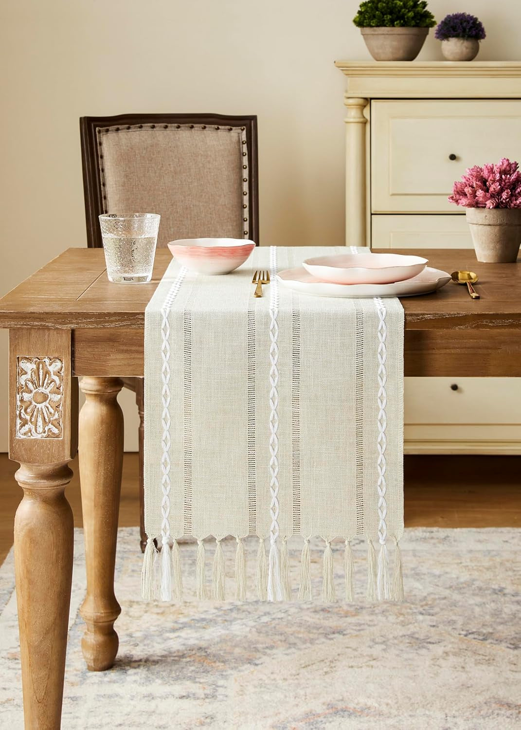 hemstitched-farmhouse-table-runner-beige-13x108-inch-cotton-linen-table-runners-108-inches-long-embroidered-striped-beige-boho-table-runner-rustic-home-decor