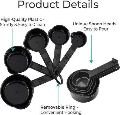 11 Pcs Measuring Cups and Spoons Set - Plastic Nesting for Dry Liquid Ingredients Engraved Markings Kitchen Baking4