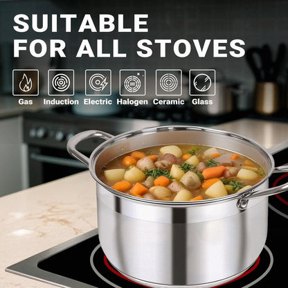 8 Quart Stainless Steel Induction Stock Pot with Visible Lid | Heavy Duty, Even Heat, Thick Nonstick Base, Deep Cookware for Soup Pasta & Spaghetti, Ideal for Canning, Boiling & Simmering6