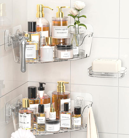 Corner Shower Caddy 3 Pack Clear Acrylic Bathroom Organizer Caddy1