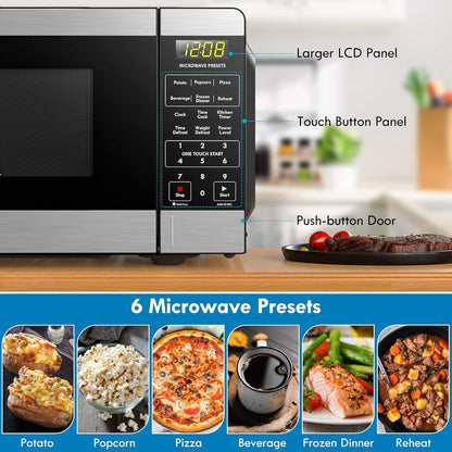 Countertop Microwave, 6 Auto-Preset Menus, Child Lock, Defrost & Express Cooking Features, 1.1 Cu Ft, Stainless Steel3