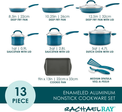 Create Delicious Nonstick Cookware Induction Pots and Pans Set, 13 Piece - Teal Shimmer2