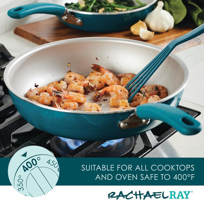 Create Delicious Nonstick Cookware Induction Pots and Pans Set, 13 Piece - Teal Shimmer4