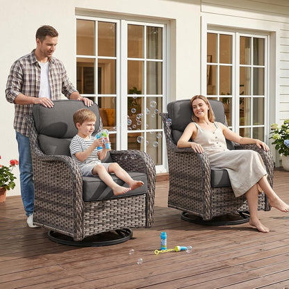 Luxury High Back Outdoor Furniture with 6-Inch Thick Cushions, Patio Furniture Set with Swivel Chairs, 6 PCS Wicker Conversation Set for Porch, Balcony, Deck and Yard3
