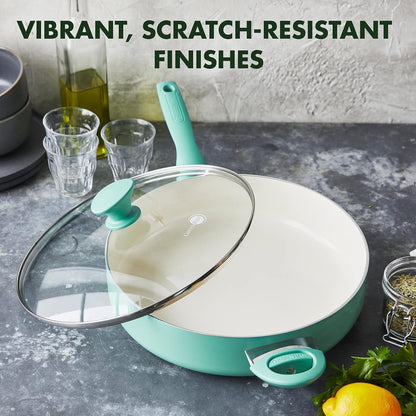 Rio Healthy Ceramic Nonstick 5QT Saute Pan Jumbo Cooker with Helper Handle and Lid, Pfas-Free, Dishwasher Safe, Turquoise6