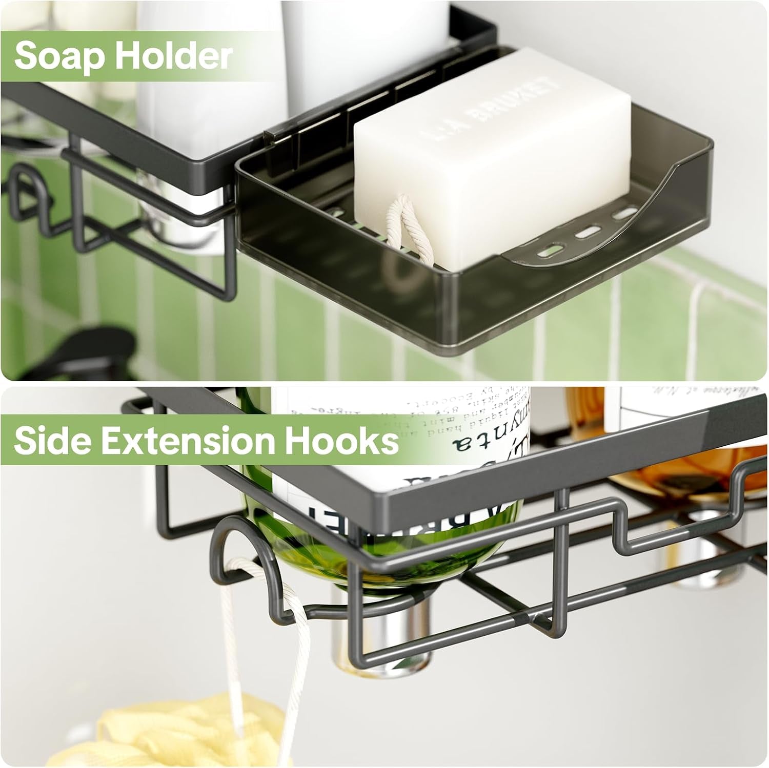 shower-tension-rod-organizer-6-tier-rustproof-corner-shower-caddy-tension-pole-with-soap-holder-hooks-adjustable-30-121-inch-bathroom-shelf-for-renters-family-stand-storage-rack-black