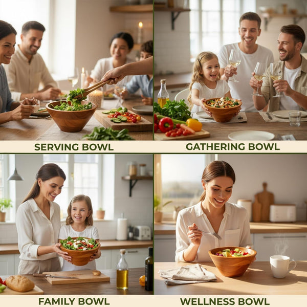 Salad Bowl, 2.3 Qt Acacia Wood Mixing & Serving Bowl, Small Size6