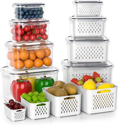 8 Pack Fridge Fruit Storage Containers with Removable Colander1