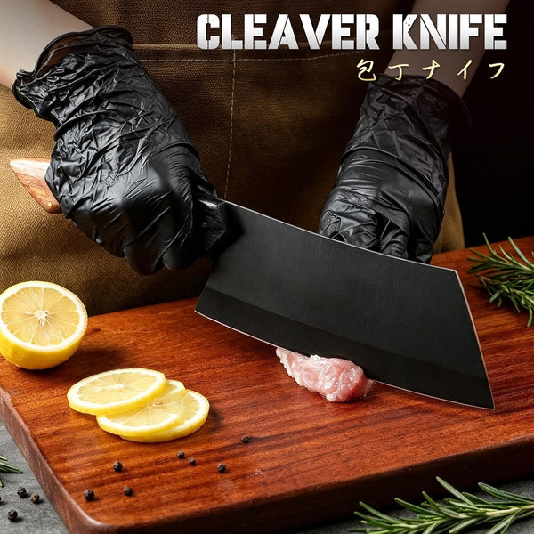 Meat Cleaver Knife 7 Inch - Black Butcher Knife for Meat Cutting4