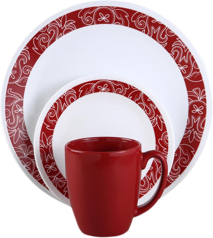 Livingware 16-Piece Dinnerware Set, Bandhani, Service for 41