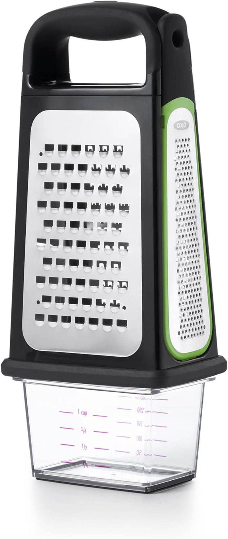 oxo-good-grips-etched-box-grater-with-removable-zester-ideal-for-grating-cheese-or-zesting-fruits-storage-container-included-4-sided-grater-comfortable-handle