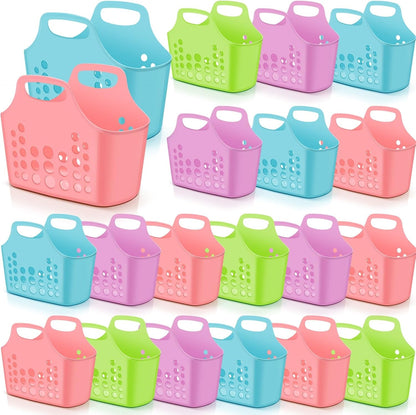 20 Pack Plastic Baskets with Handles Portable Caddy, Multicolor1