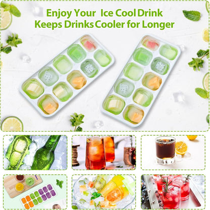 Ice Cube Tray with Lids, 4 Pack Silicone Ice Trays for Freezer | Stackable BPA & LFGB Safe, Easy Release for Kitchen, RV, Cocktail, Coffee, Soup & Food6