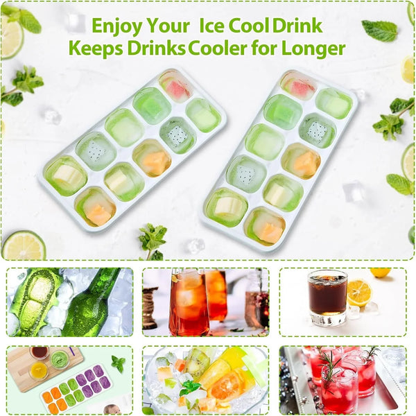 Ice Cube Tray with Lids, 4 Pack Silicone Ice Trays for Freezer | Stackable BPA & LFGB Safe, Easy Release for Kitchen, RV, Cocktail, Coffee, Soup & Food6