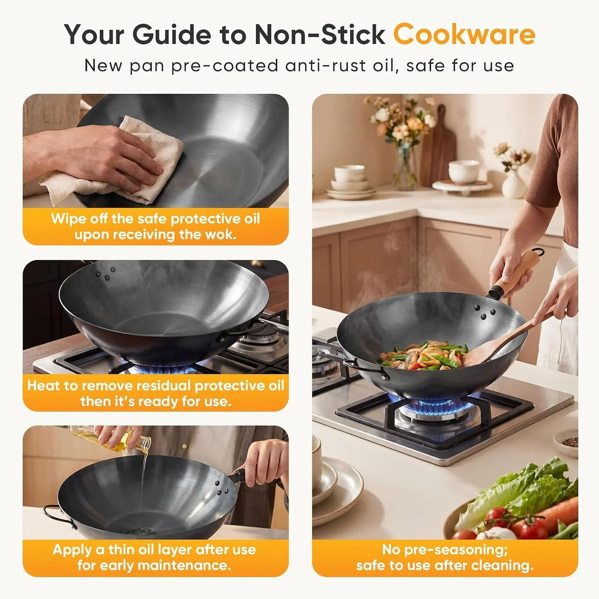 13-5-carbon-steel-wok-pan-pre-seasoned-flat-bottom-wok-for-stir-fry-bbq-grill-camping-compatible-with-induction-electric-gas-and-open-fire-black