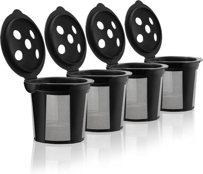 4 Reusable K Cups for Keurig K Supreme, K Supreme Plus, K Slim with Multistream Technology, K-Duo Hot & Iced Single Serve (Gen 2) - 4 Black Refillable Kcups Coffee Filters for Keurig Coffee Makers1