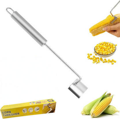 2026 Upgrade Stainless Steel Corn Cob Stripper Tool, Long Handle Corn Kernel Remover, Easy Corn off the Cob Cutter Peeler for Kitchen, Restaurant, Outdoor Cooking (1Pcs)1