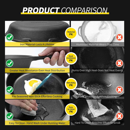 Pre-Seasoned Large Cast Iron Skillet 17 Inch, Dual Handle Outdoor Camping Frying Pan, Pizza Pan, Use for Grill, Stovetop, Induction, Oven Safe Cookware6