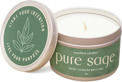 , White Sage Candles for Cleansing House Negative Energy, 45 Hour Burn, Pure Sage Smudge Candle, Positive Energy Meditation Candle, Aromatherapy Candle, Spiritual Gifts, Healing Sage1