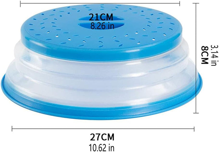 Collapsible Microwave Splatter Cover, 10.5 Inch, Dishwasher-Safe, Microwave Plate Cover with Steam Vent(Black)+2
