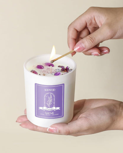 Lavender Scented Candles for Women - Aromatherapy Candle with Crystals Inside, 10Oz Soy Candles for Home Scented, Birthday Gifts Mothers Day Candle for Women Mom5