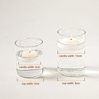2 Inch White Floating Candles, 5-6 Hours Burns 24 Pack Candles Set2