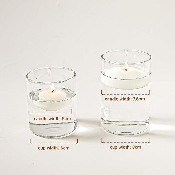 2 Inch White Floating Candles, 5-6 Hours Burns 24 Pack Candles Set2