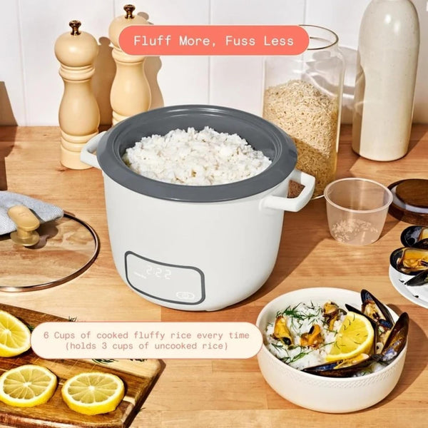 Wonderful Electric Rice Cooker 6-Cup COOKED, 3-Cup UNCOOKED, Ceramic Nonstick, Touch Display, Keep Warm 2 Hrs, 4 Presets, Glass Lid (White Icing)4