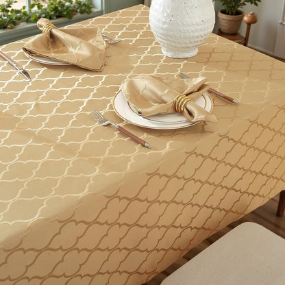 Fall Tablecloth Rectangle, Jacquard, 52" X 70", Gold4