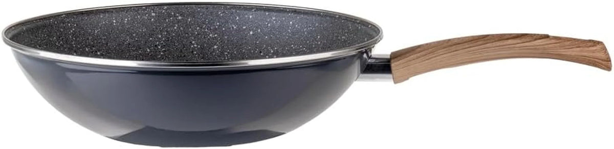 nonstick-wok-pan-11-inch-enamel-steel-gray-induction-compatible-all-stovetop-ready-even-heat-cooking-wood-look-handle-lightweight-design-easy-cleanup