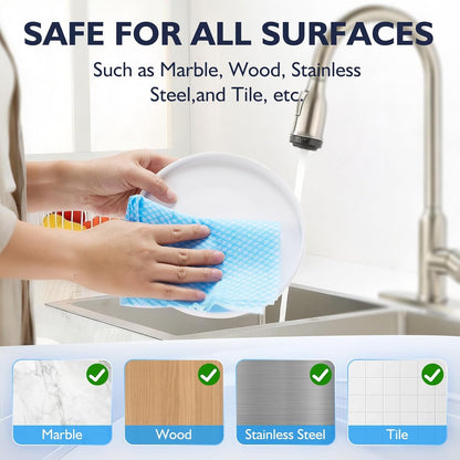 60Pack Disposable Dish Cloths for Kitchen,13.8X15.7"Cleaning Wipes | Disposable Cleaning Cloths, Daily Cleaning Towels for Bathroom, Office (Blue)4