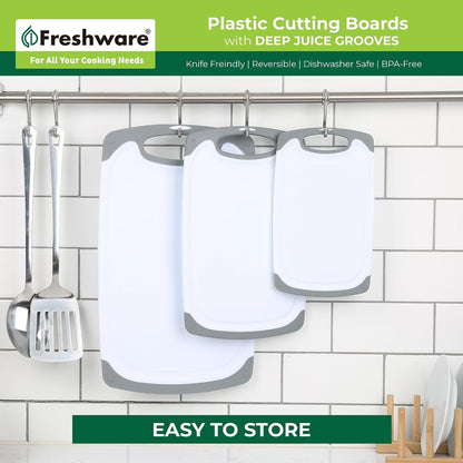 Cutting Boards for Kitchen, Chopping Board 3-Pack with Different Sizes, Juice Grooves and Non Slip Handles - Reversible, Large Cutting Board Set - Dishwasher Safe - Gray7