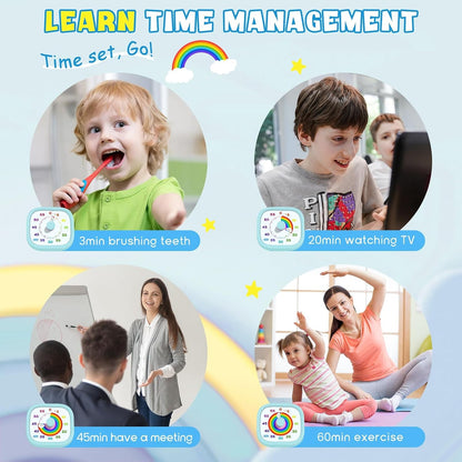 Visual Timer for Kids, 60-Minute Countdown Silent Operation Timer | Visual Rainbow Disk, Timer for Kids & ADHD Toddler, Loud Alarm Timers for Classroom, Kids Desk Time Management Tools, Blue7