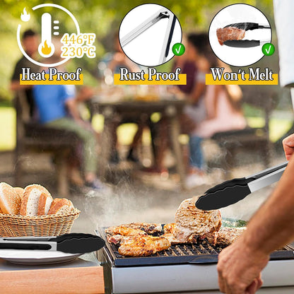 Kitchen Tongs, 9"&12" Stainless Steel Heat Resistant Cooking Tongs4
