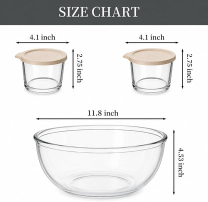 6QT Glass Mixing Bowl Set with 2 Storage Jars2