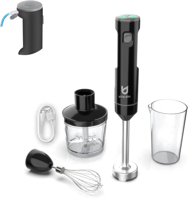 Cordless Hand Blender with Chopper for Smoothies, Baby Food & Soups | Variable Speed Immersion Blender, Brushless Motor, USB-C Rechargeable, Long-Lasting, 500Ml Chopper, 600Ml Vessel, Egg Whisk1