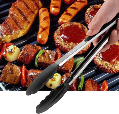 Premium Stainless Steel Locking Kitchen Tongs with Silicon Tips, Set of 2-9" and 12"8