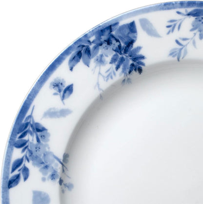 Kiley Bone China Lightweight Chip Resistant 16 Piece Dinnerware Set, Service for 4,Blue and White4