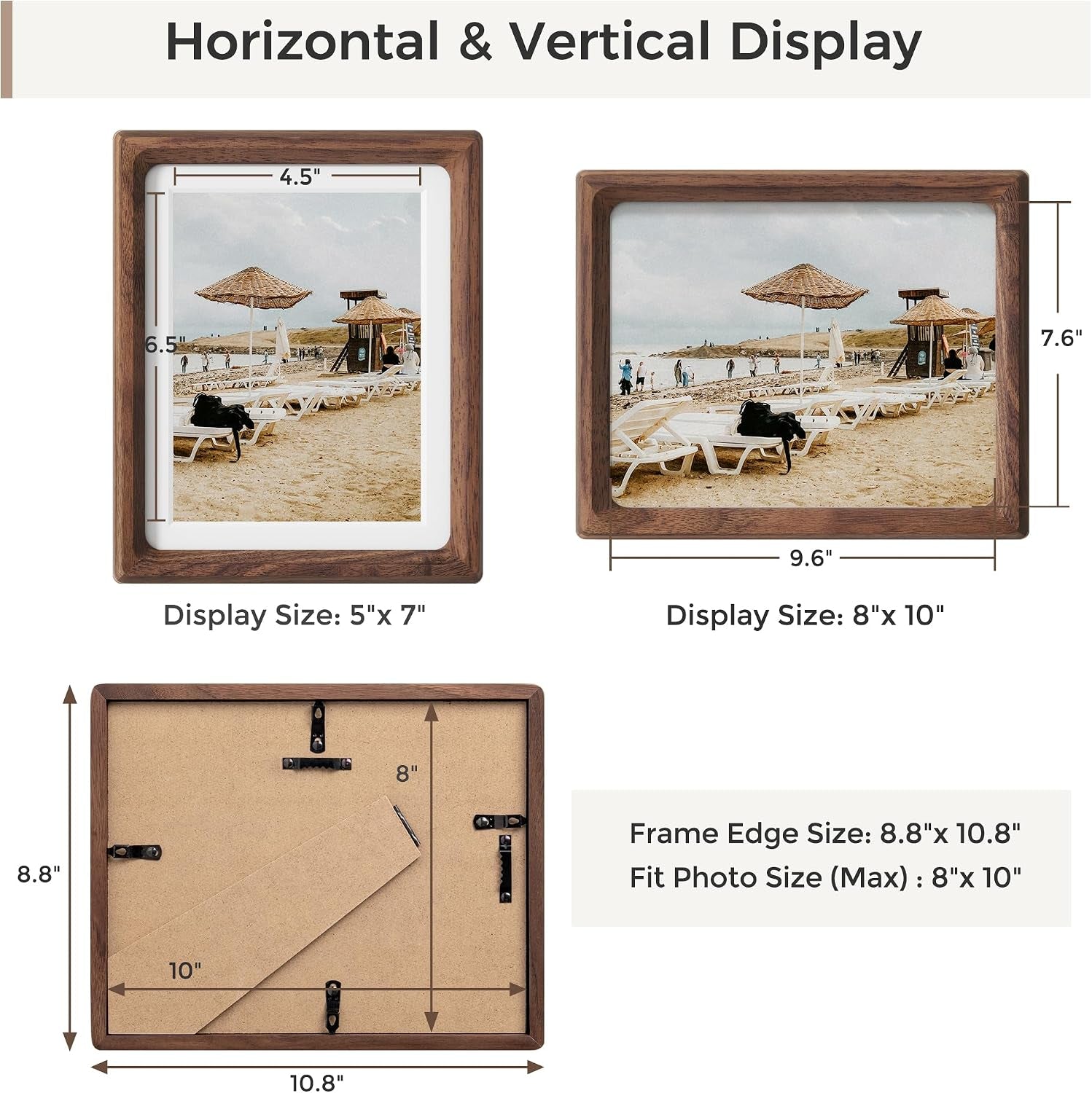 8x10-picture-frames-natural-walnut-original-wood-hand-make-crafted-photo-frame-with-mat-to-5x7-graduation-picture-display-family-picture-wedding-picture-tabletop-wall-decoration