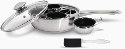 Non Stick Easy Use Rust Resistant Home Kitchen Breakfast Brunch Induction Cooktop Egg Poacher, 4 Cups, 18/10 Stainless Steel7