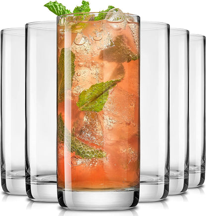 Faye 13Oz Highball Glasses, 6Pc Tall Glass Sets. Lead-Free Crystal Drinking Glasses. Water Glasses, Mojito Glass Cups, Tom Collins Bar Glassware, and Mixed Drink Cocktail Glass Set1