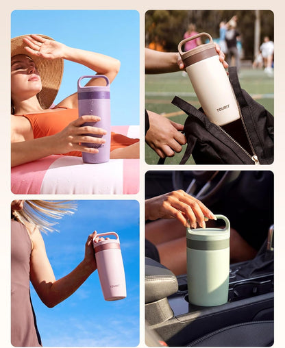 Travel Coffee Mug 16 Oz,Leakproof 2-Part Drink Lid Tumbler,Off-White9