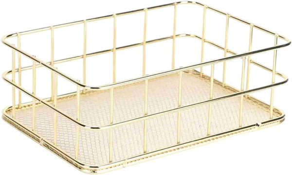 6.8"X4.8" Small Gold Metal Basket - Wire Mesh for Organizing1
