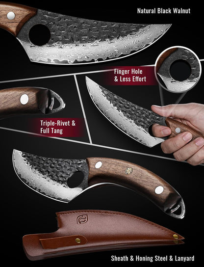 Damascus Chef Knife, 6.3" Japanese 67-Layer Steel, Walnut Handle4