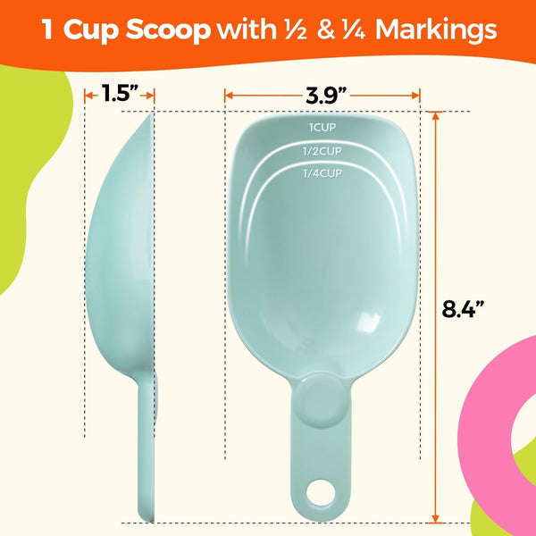 Dog Food Scoop 1 Cup, Pet Food Measuring Cup for Dogs and Cats, Green 8 Oz5